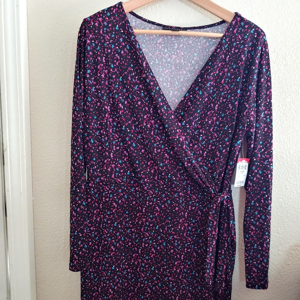 Attention long sleeve wrap dress